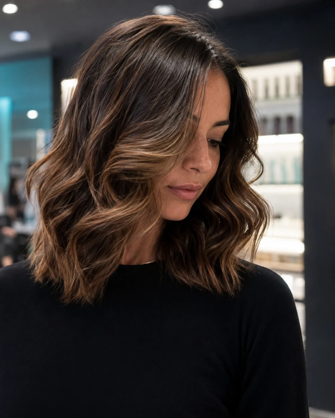 Kundin nach professionellem Styling im Salon Franco Grasso in Koblenz